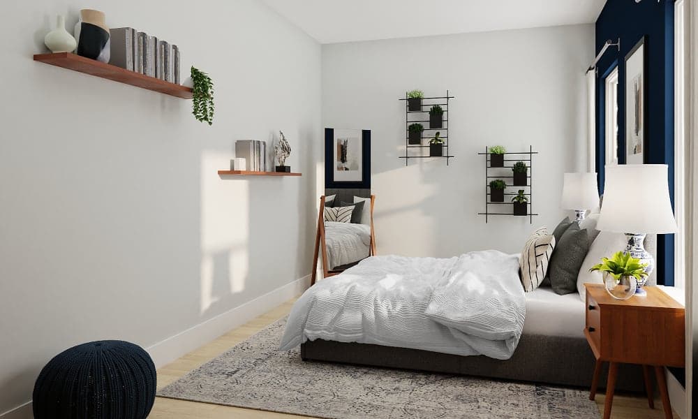 Deep Blues & Cool Grays: A Mid-Century Modern Bedroom