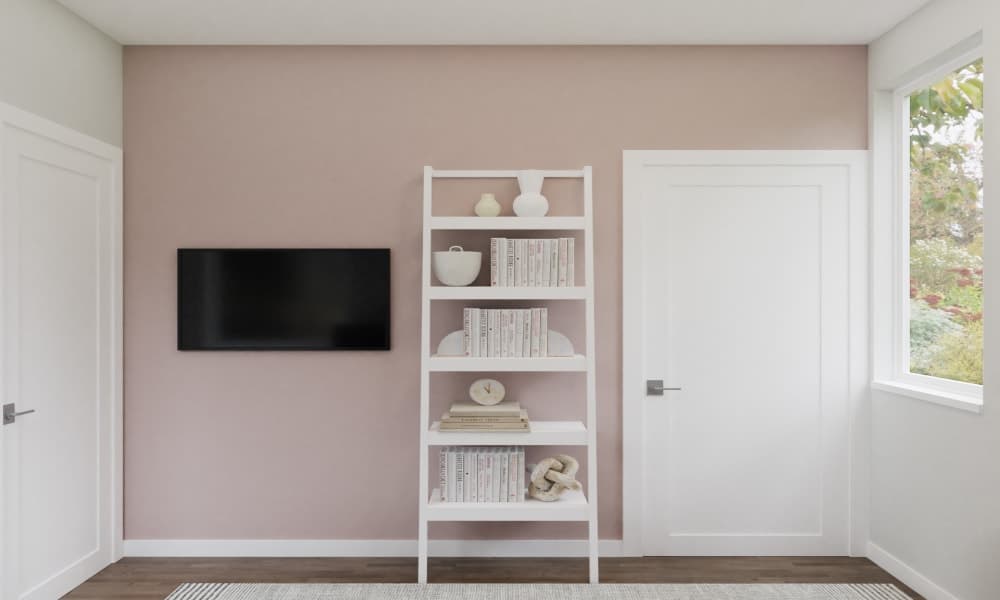 A Contemporary Home Office With Hints Of Gold Accents