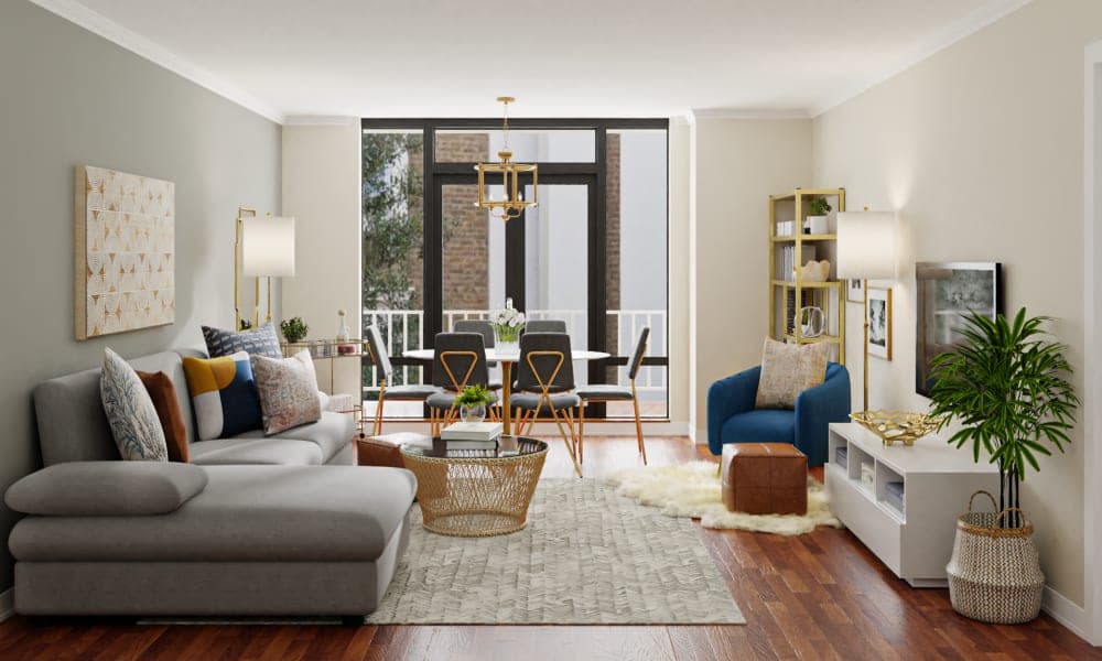 Bold, Bright & Beautiful: A Contemporary Living-Dining Room