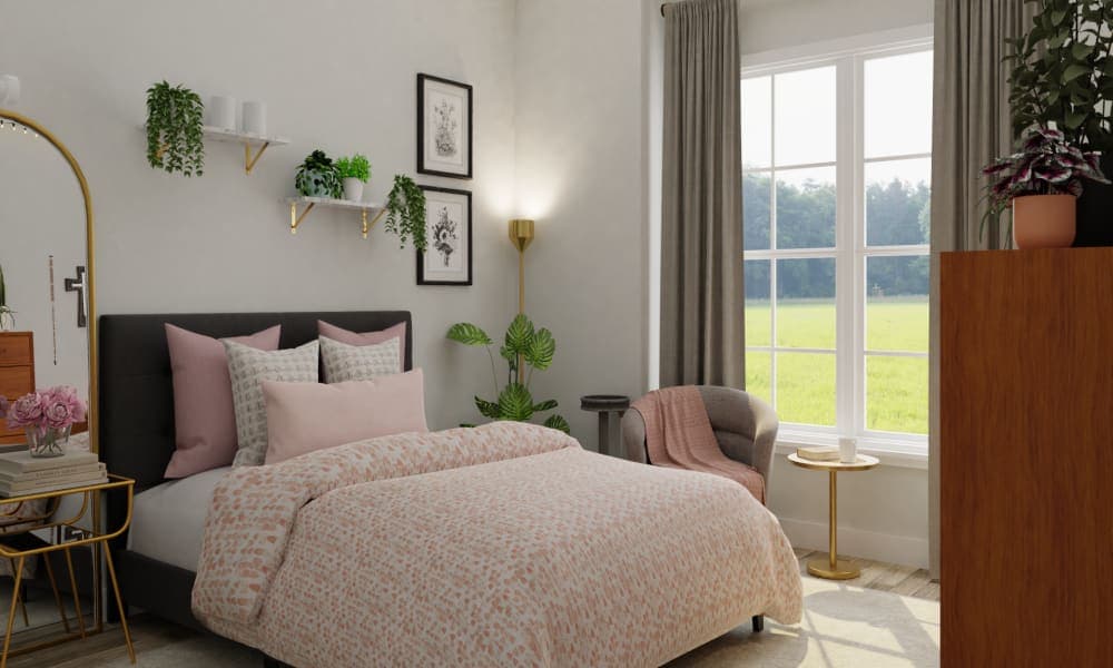 A Pretty Pink Minimal Boho Bedroom