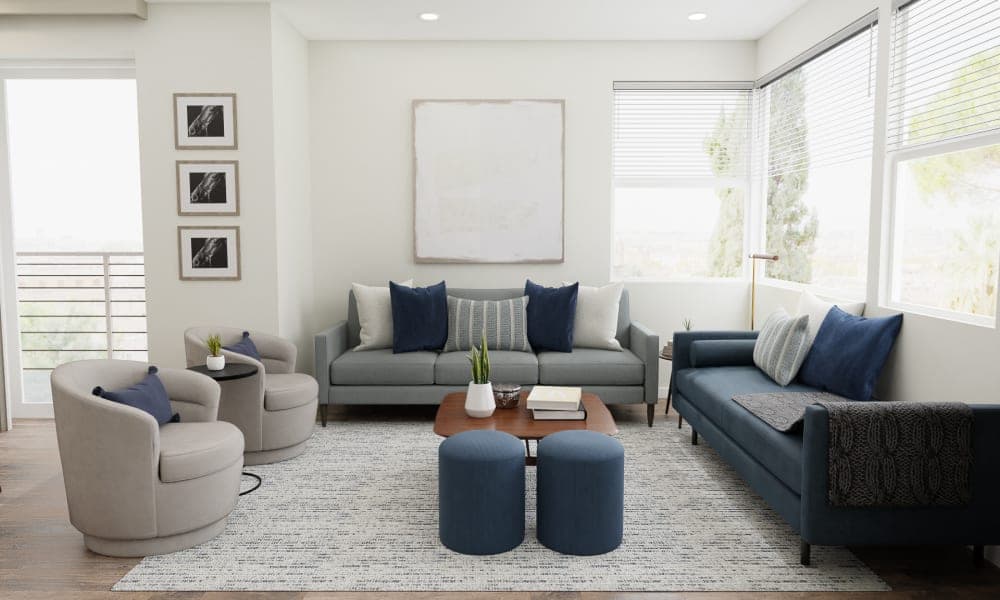 Contemporary Transitional Open Concept Living-Dining Room 