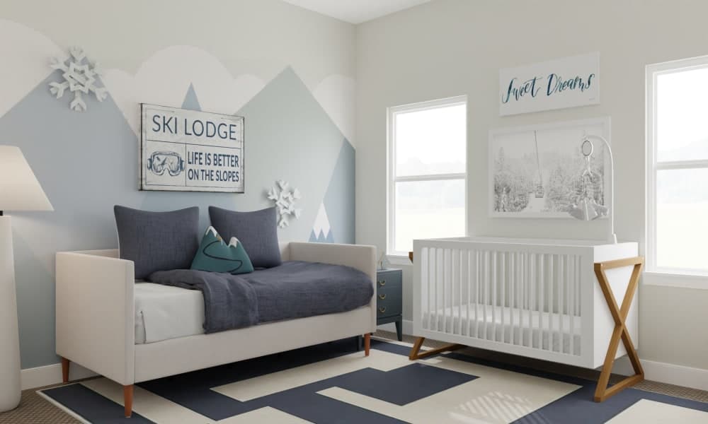 Ski Themed Nursery with Pops of Blue