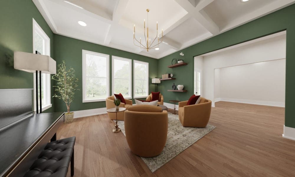 Conversational Living Room with Piano