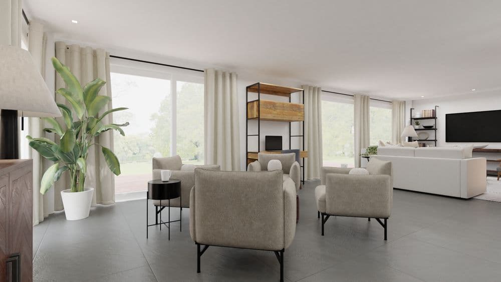 Contemporary Rustic Open Living Area with Black Accents Gallery, Image 3