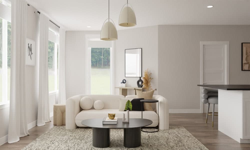 Japandi Living Room with Slat Wall