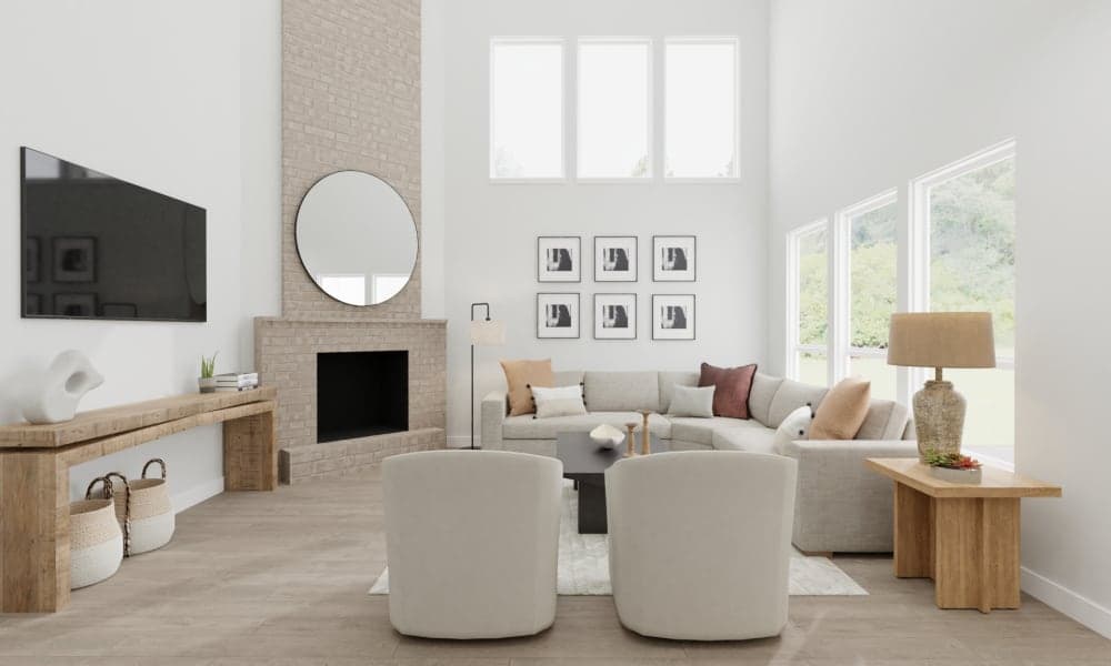 Large Living Room with Gray Sectional