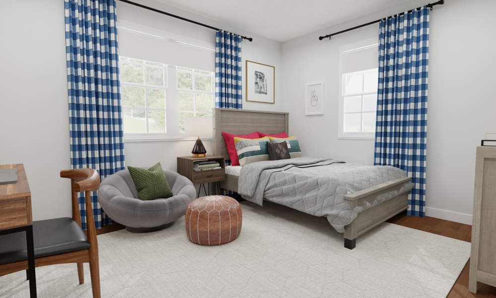 Bedroom Design with Bright Blue Accents
