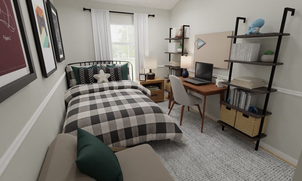 Bedroom Mid-Century Modern with Open Layout