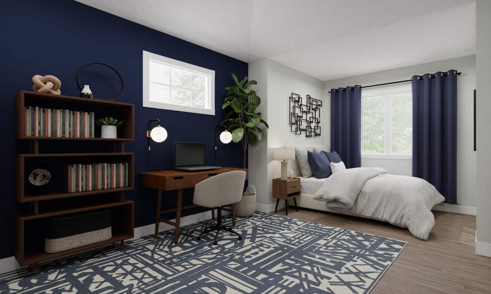 Bedroom Mid-Century Modern with Study Nook