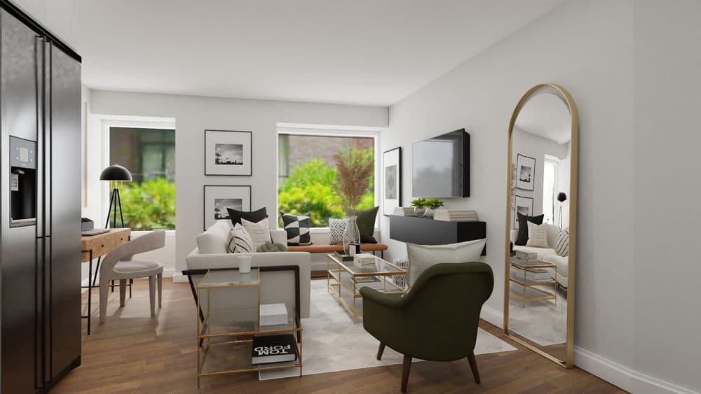 A Mid-Century Modern Living Room With A Home Office Gallery, Image 5