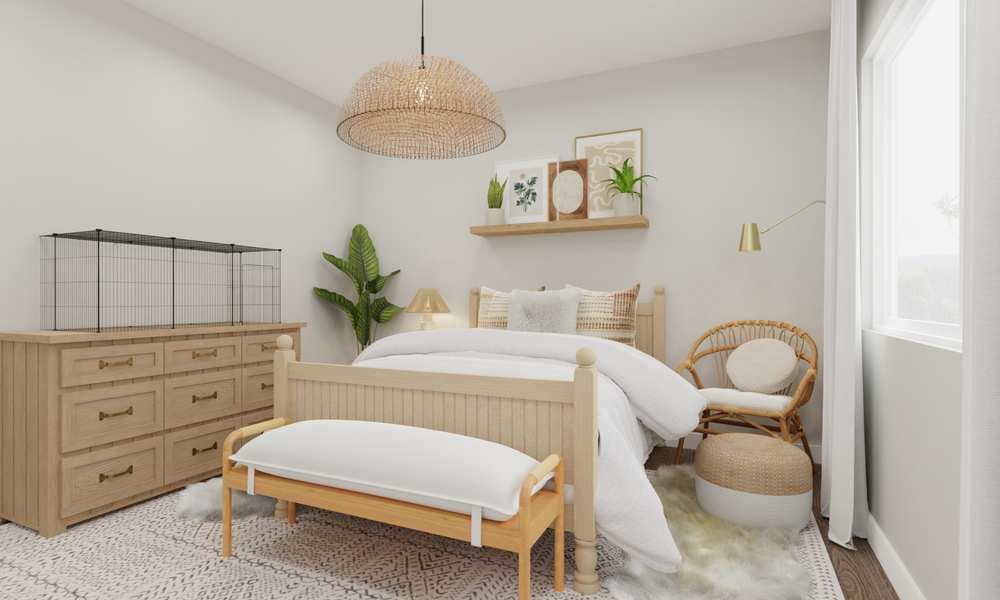 Cozy Bedroom Elegant Farmhouse with Rustic Accents