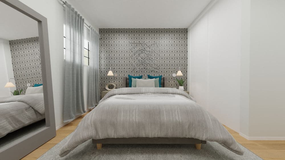 Cozy Bedroom Modern Elegant with Patterned Wall Gallery, Image 2