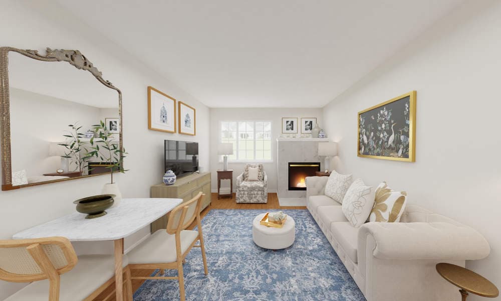 Cozy Living Room French Country Style with Tufted Sofa