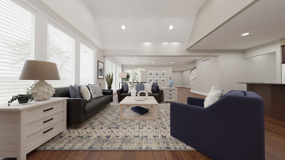 Cozy Living Room Modern Transitional with Soft Blues Gallery, Image 1