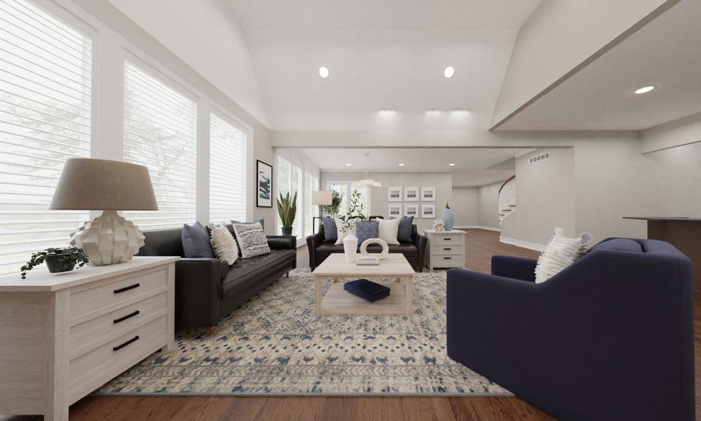 Cozy Living Room Modern Transitional with Soft Blues