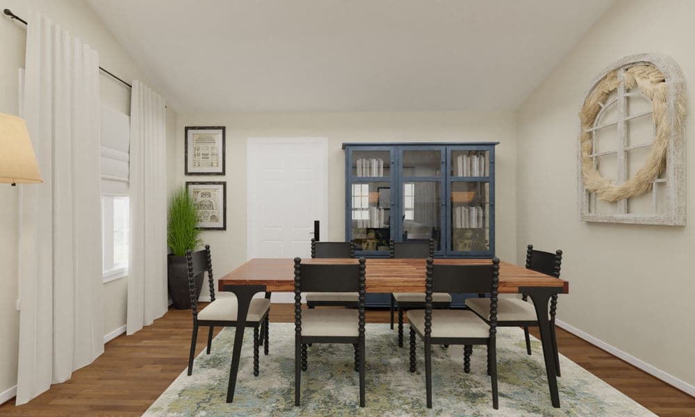 Dining Room Classic Elegant with Blue Cabinet