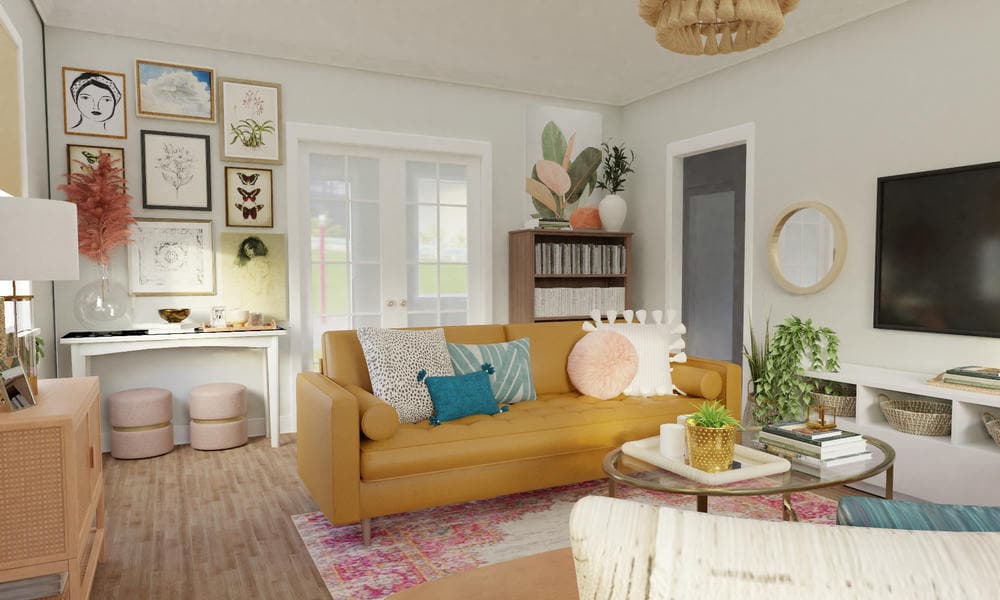 Eclectic Boho Living Room with Cozy Seating