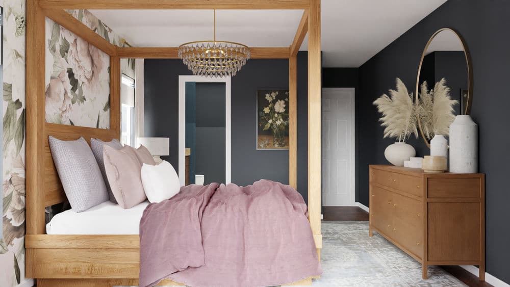 Elegant Bedroom with Floral Wallpaper Accent Gallery, Image 2