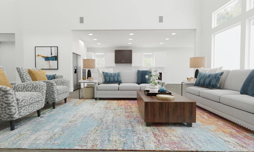 Elegant Living Room with Brass Gallery Wall