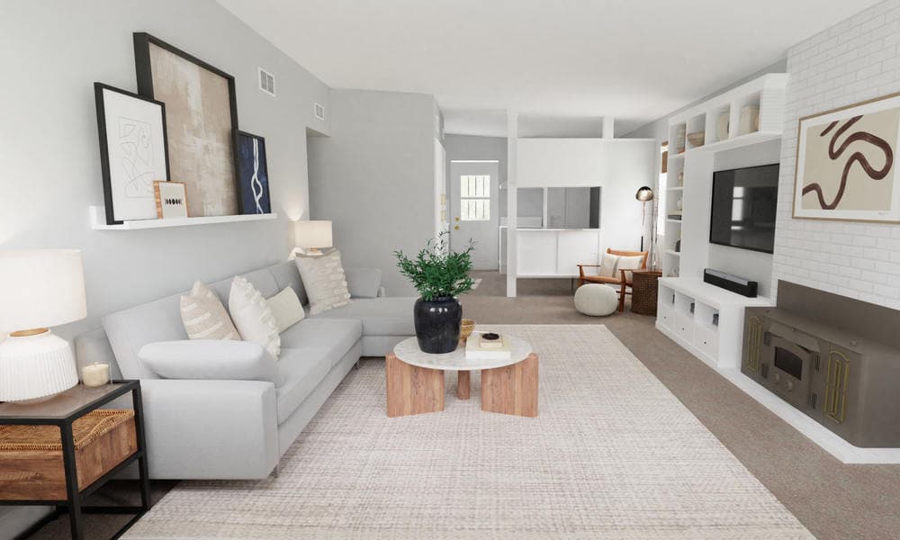 Elegant Living Room with Neutral Colors and Textures