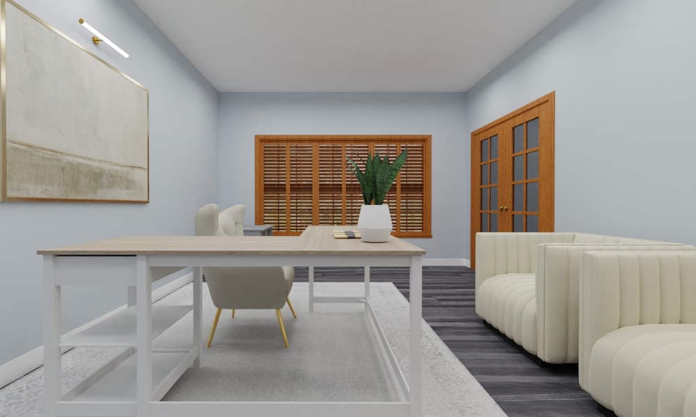 Elegant Office Space with Stylish L-Shape Desk