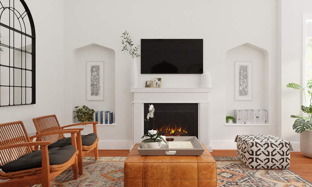 Family-Friendly Living Room with Electric Fireplace