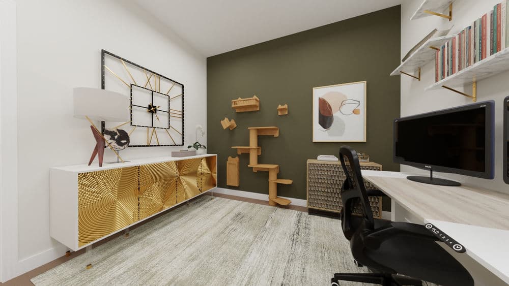 Home Office Modern Glam with Cat Tree Display Gallery, Image 3