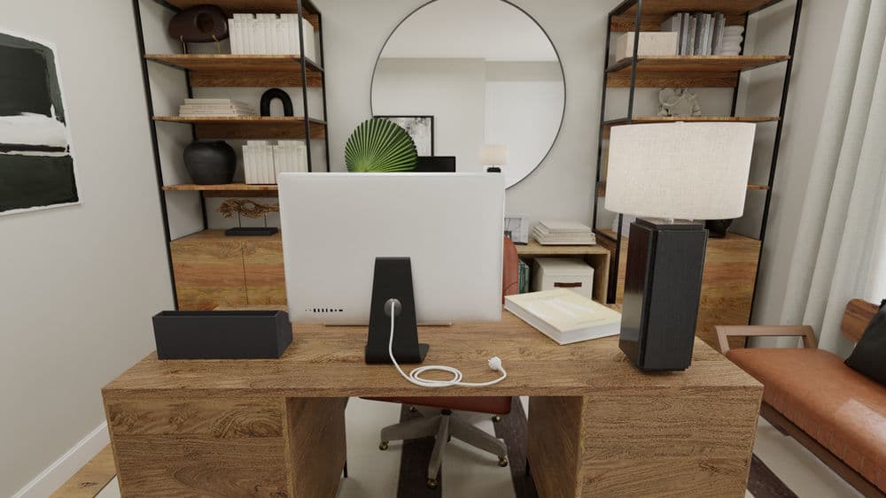 Home Office Modern Industrial with Warm Wood Tones Gallery, Image 2