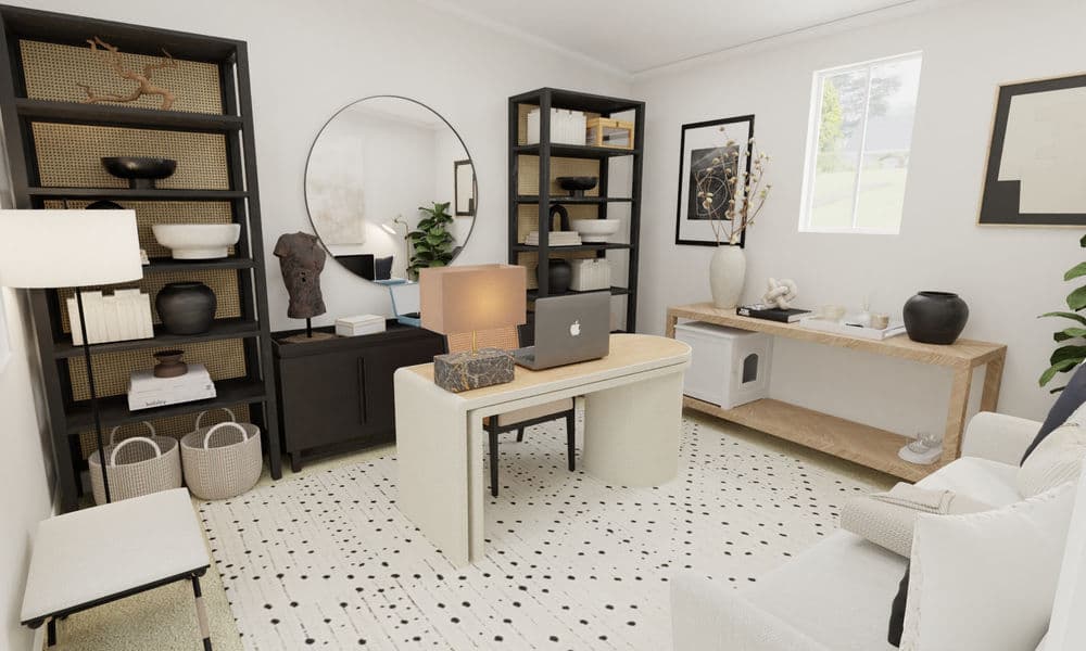 Home Office: Elegant Eclectic with Dramatic Contrasts