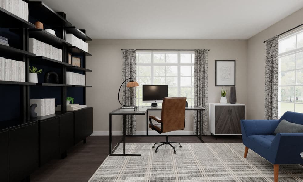 Home Office: Modern Elegant with Cozy Blues & Greys