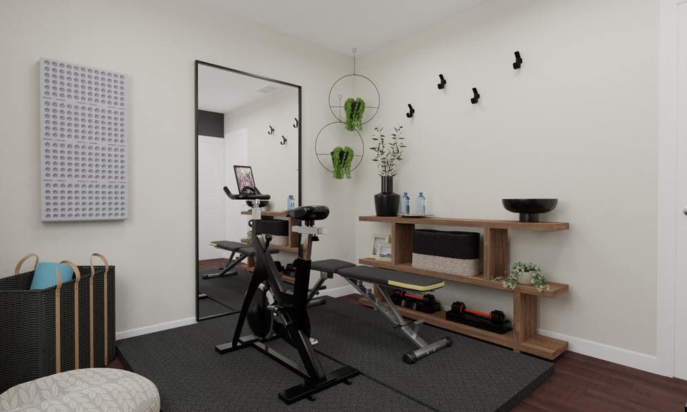 Home Office: Modern Workout Space with Storage