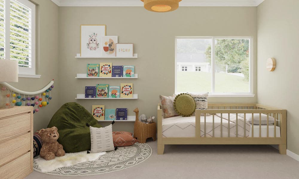 Kids Room Boho Eclectic with Montessori Bed