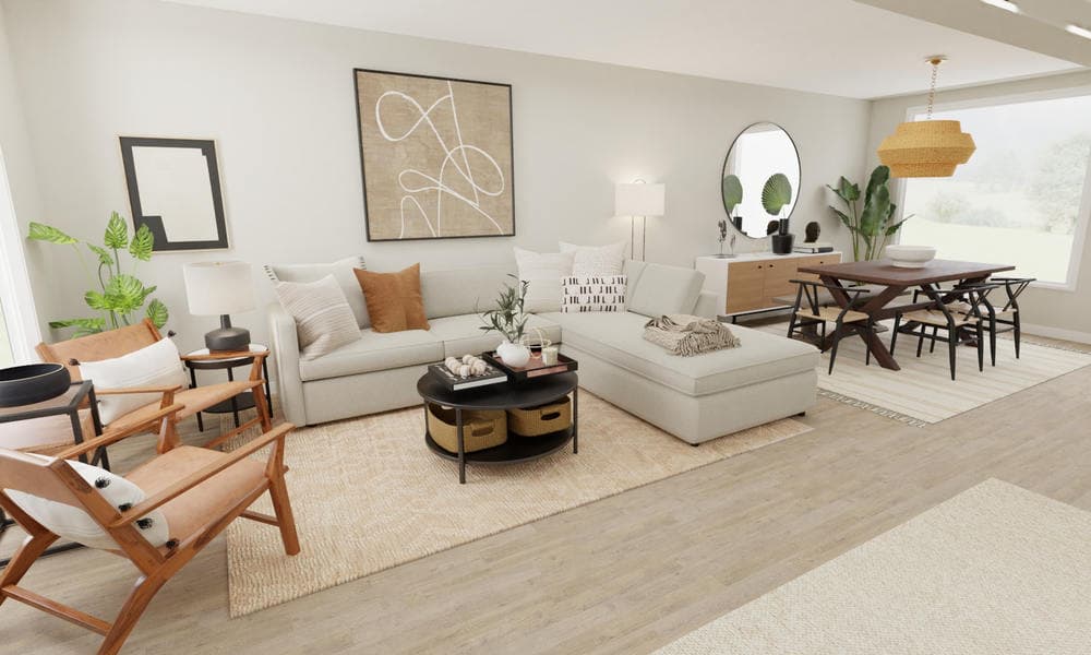 Living & Dining Room: Modern Conversational Layout