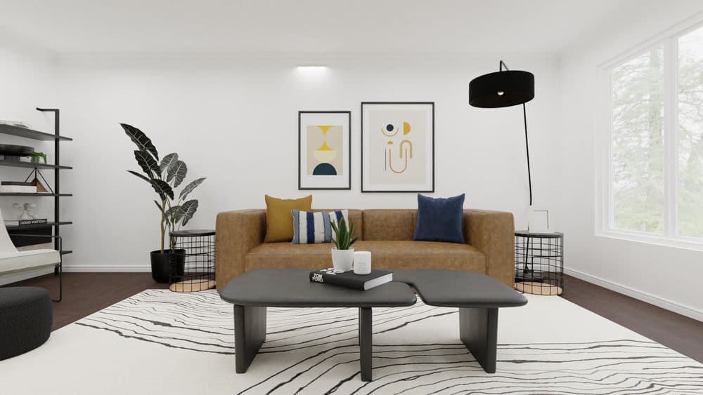 Living Room Industrial Chic with Leather Sofa Gallery, Image 2
