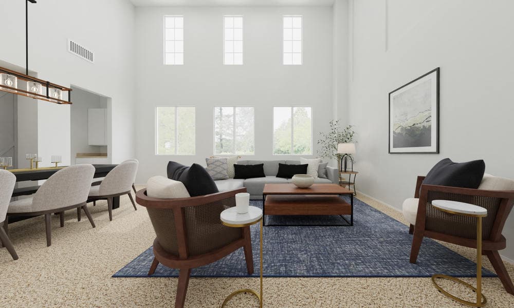 Living Room Mid-Century Modern with Cozy Seating