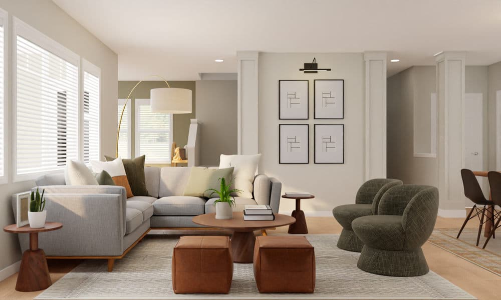 Living Room Mid-Century Style with Modern Flair