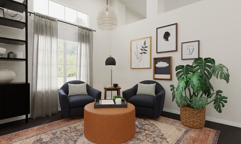 Living Room Moody Vibe with Dark Accent Wall