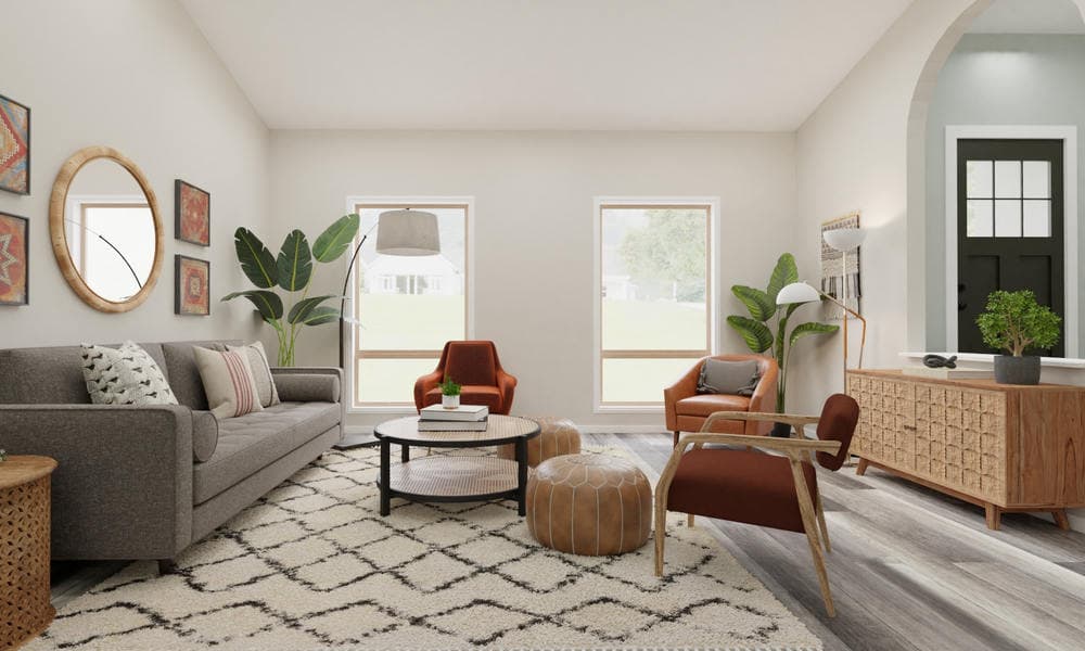 Living Room: Boho Chic with Earthy Accents