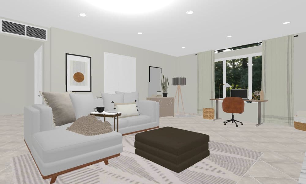 Living Room: Modern Elegant with Home Office