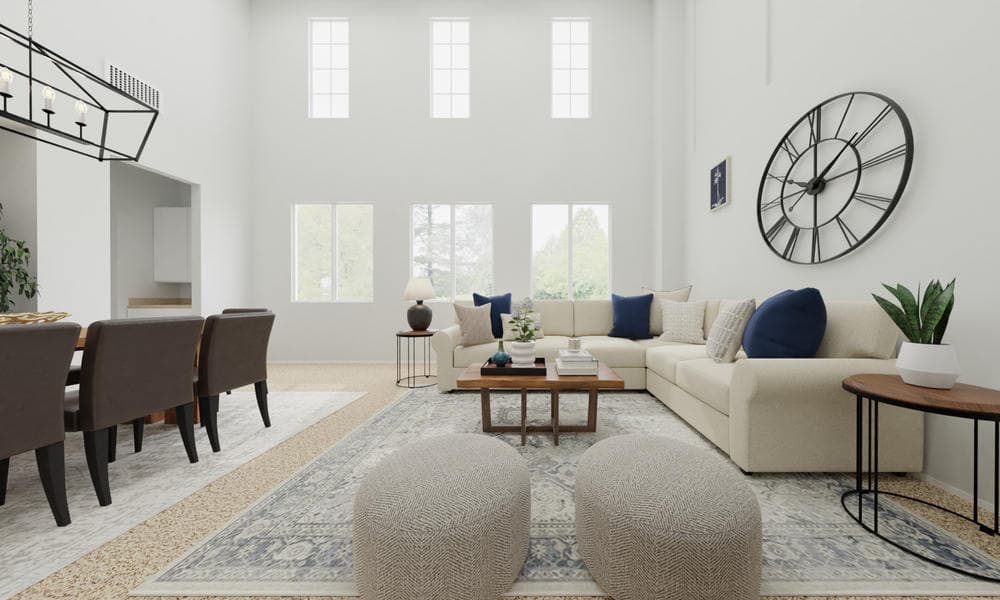 Modern Classic Living Room with High Ceilings
