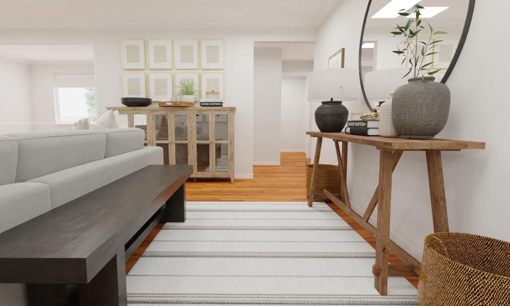 Modern Elegant Living Room with Floating Shelves