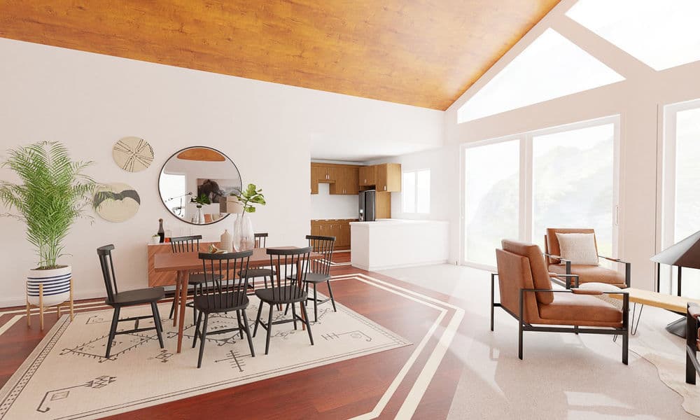 Open-Concept Living Room with Mid-Century Vibes