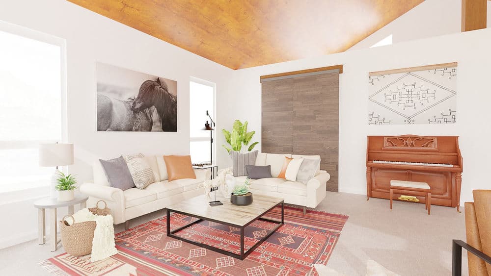 Open-Concept Living Room with Mid-Century Vibes Gallery, Image 2
