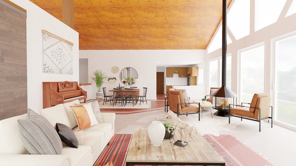 Open-Concept Living Room with Mid-Century Vibes Gallery, Image 3