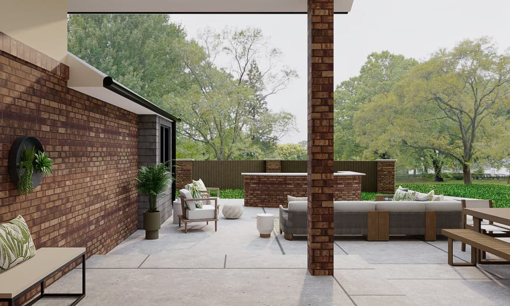 Outdoor Patio: Transitional Boho with Seating Area