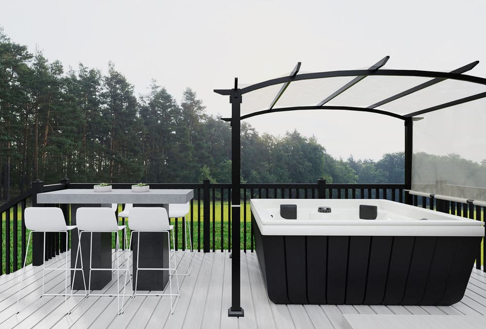 Black & White Themed Contemporary Outdoor Space With Hot Tub Gallery, Image 4