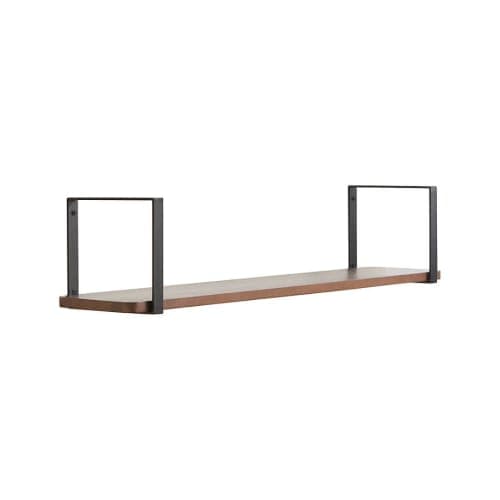 Riggs 36 Walnut Shelf with Black Square Brackets image