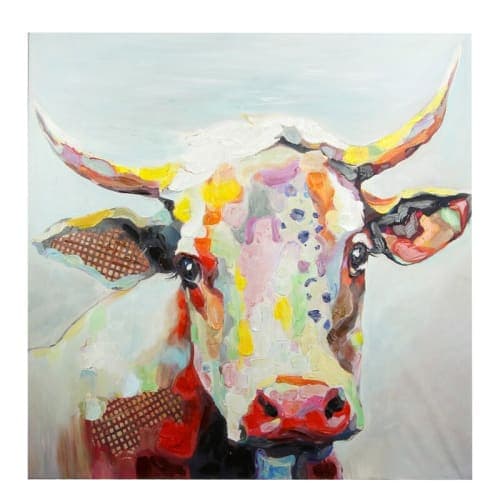 Colorful Bessie the Cow Unframed Painting Print image