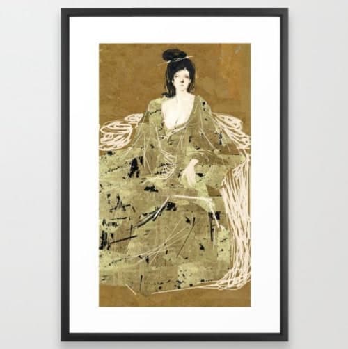 Oriental in gold Framed Art Print with frame 24" x 36" image