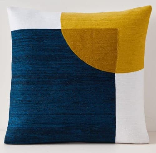 Crewel Overlapping Shapes Pillow Cover With Insert-18"x18" image